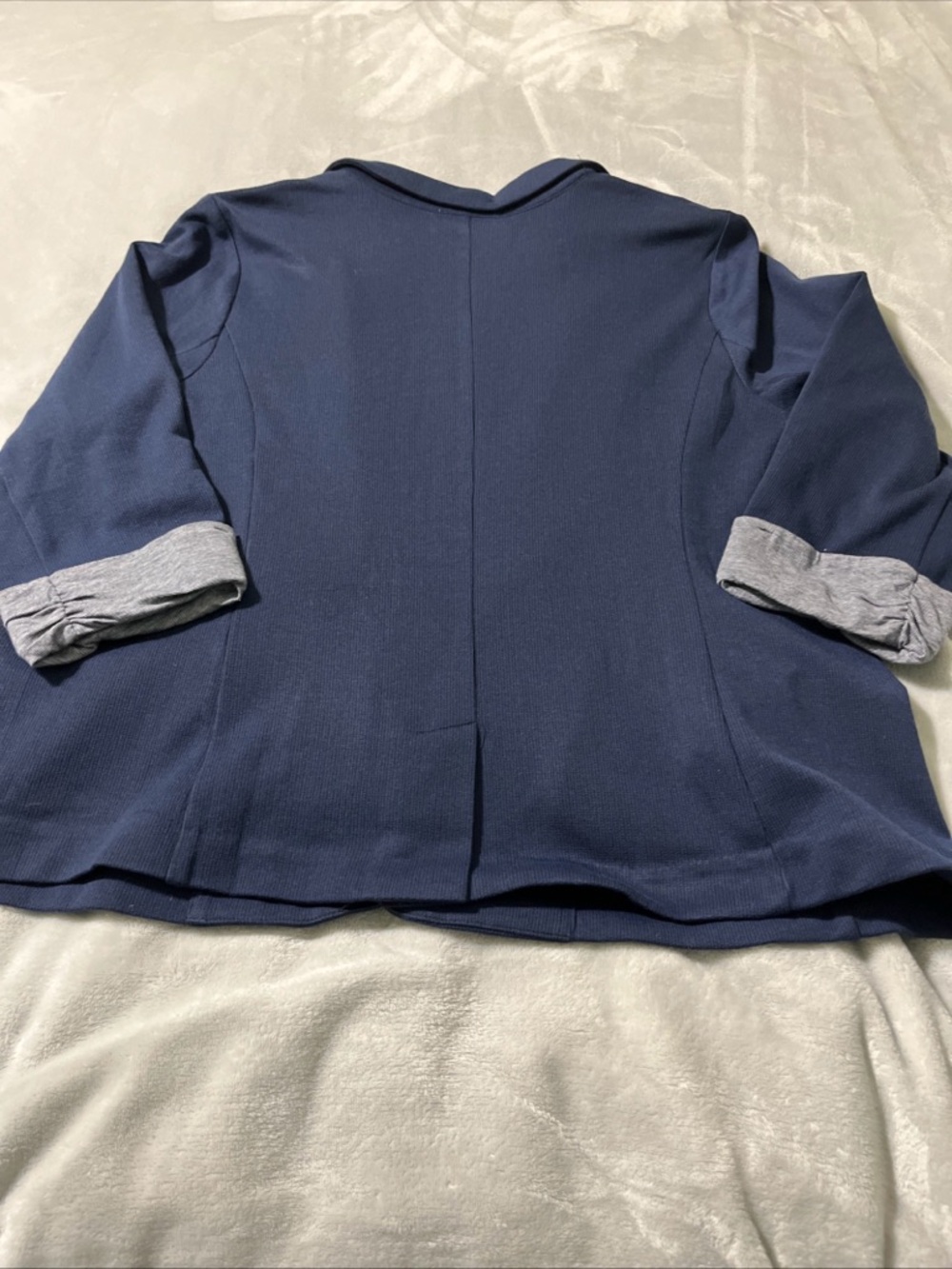 Skies Are Blue Curvy Women's 2X Navy Open Front Blazer Jacket 3/4 Sleeves - Picture 10 of 11